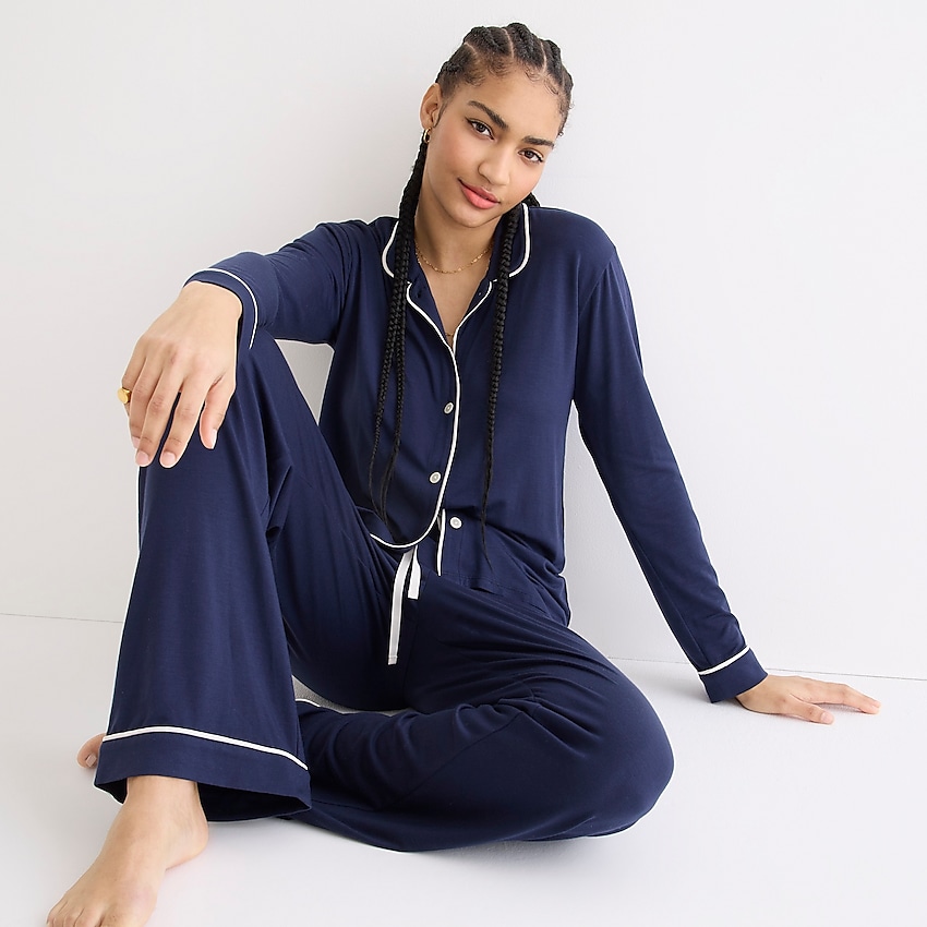 j.crew: eco dreamiest long-sleeve pajama set for women, right side, view zoomed