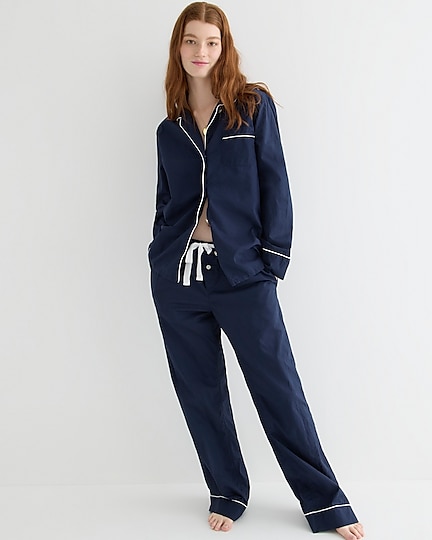 j.crew: end-on-end cotton long-sleeve pajama set for women