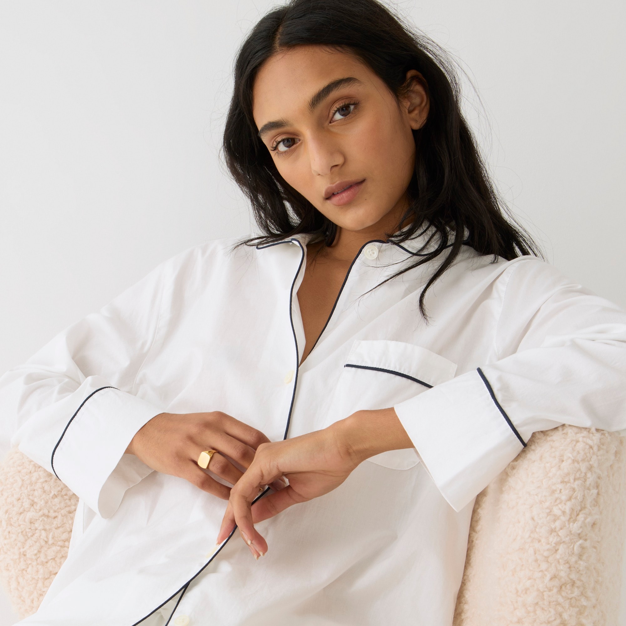 End-on-end cotton long-sleeve pajama set