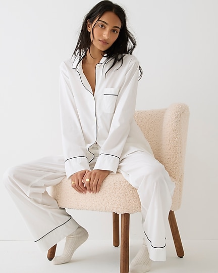 j.crew: end-on-end cotton long-sleeve pajama set for women
