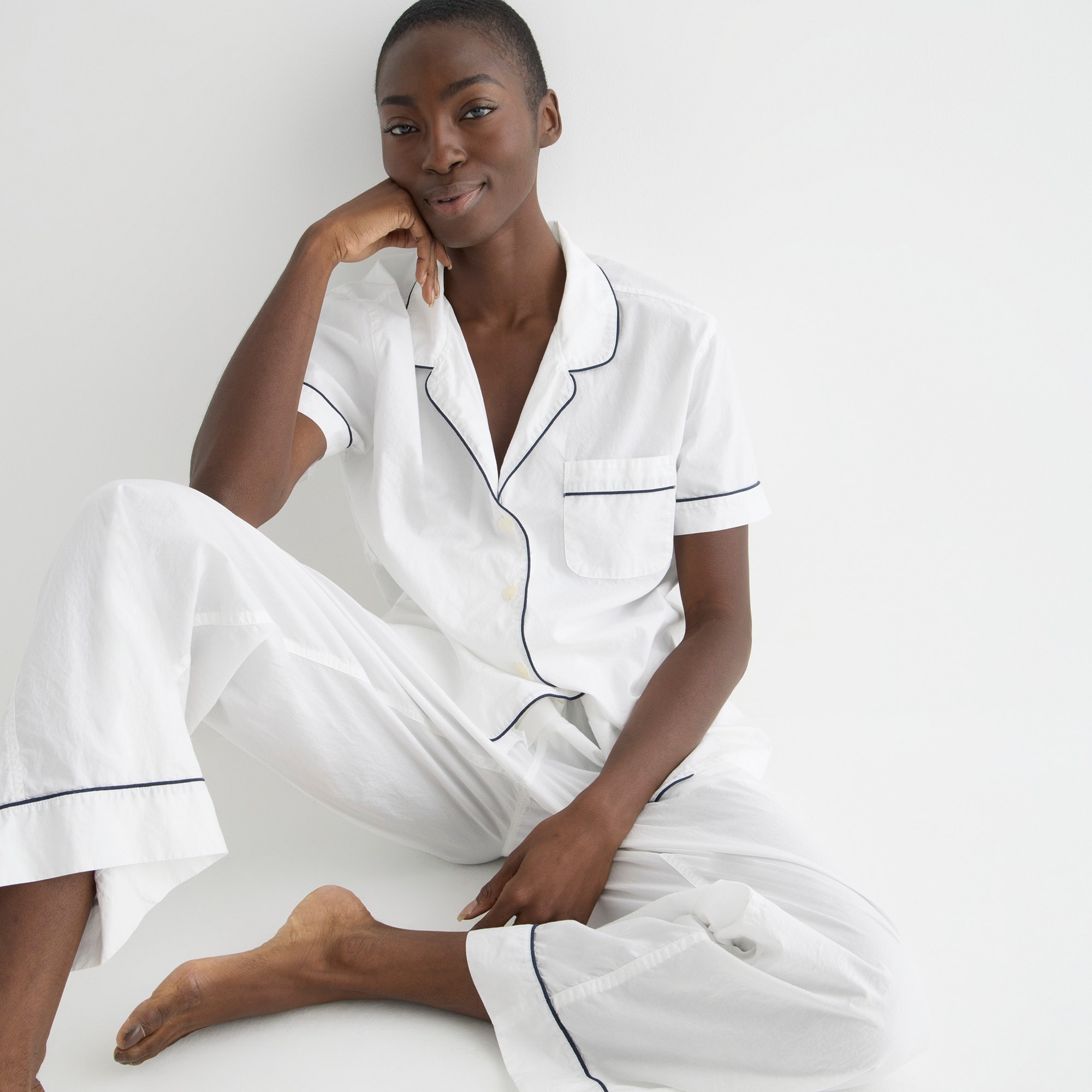 j.crew: end-on-end cotton short-sleeve pajama set for women