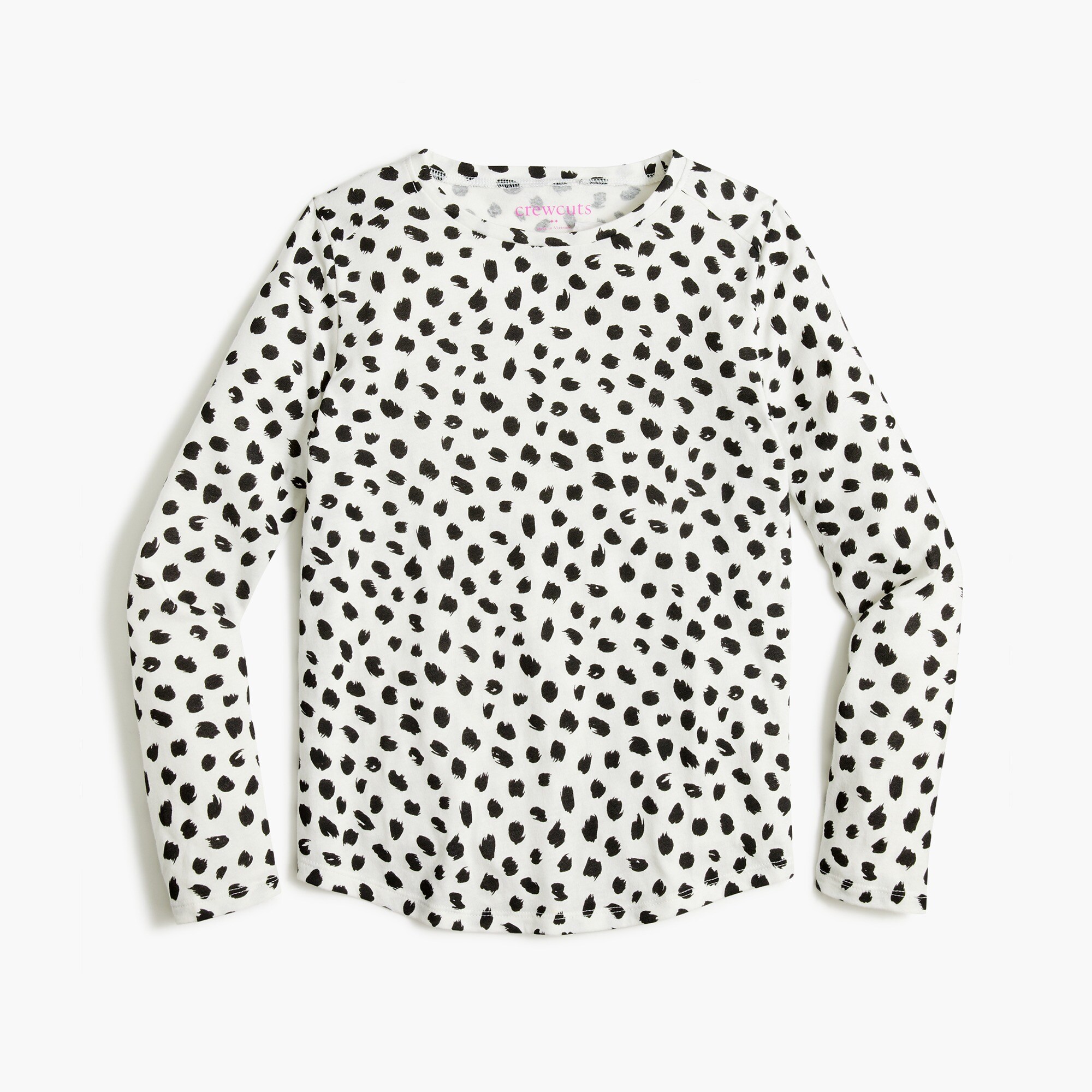 girls' long-sleeve tee with shirttail hem for girls