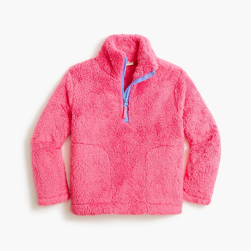 factory: girls' sherpa quarter-zip pullover for girls, right side, view zoomed
