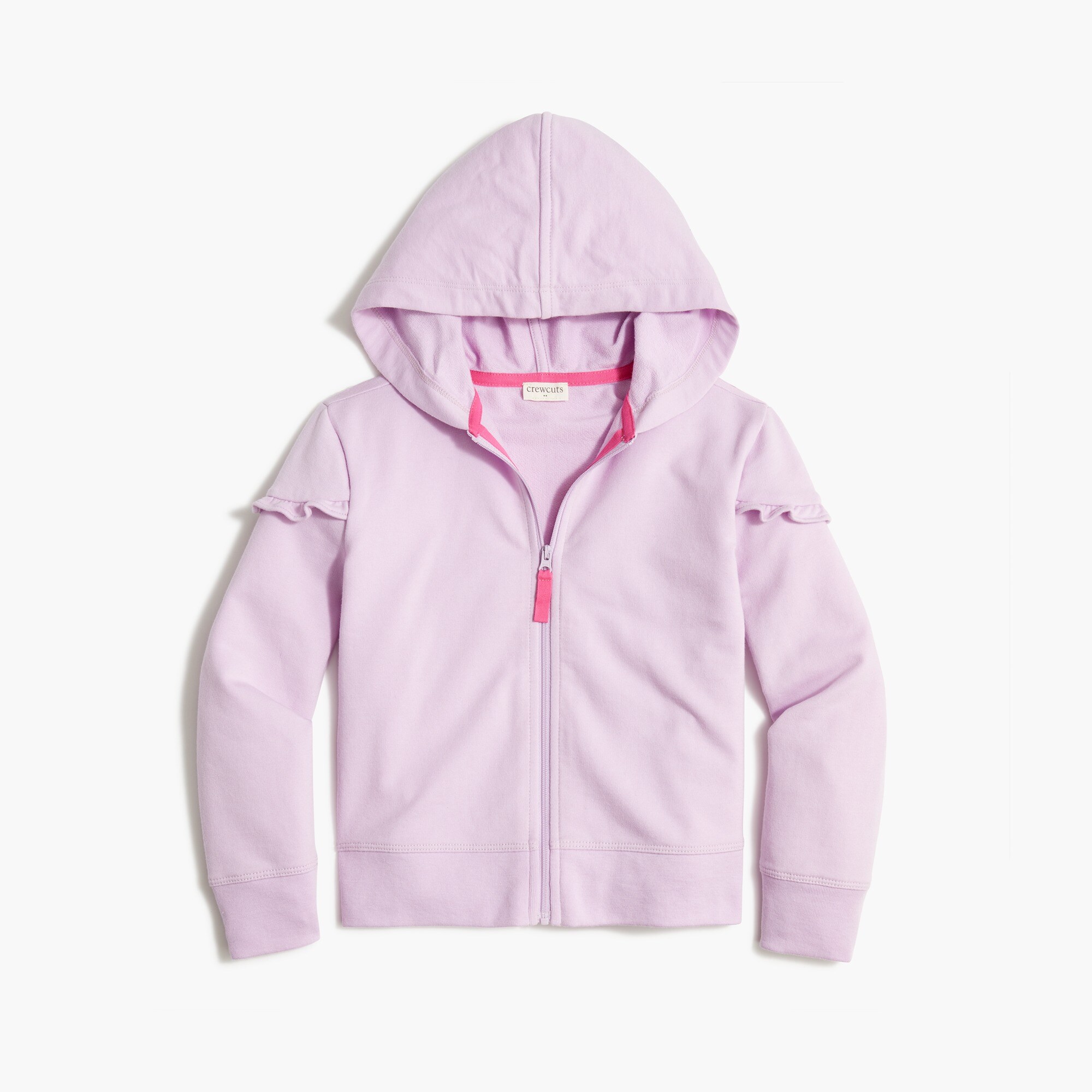 Girls' ruffle-trim zip-up hoodie