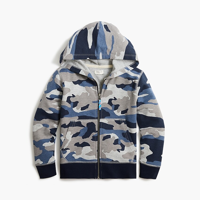 factory: boys' camo fleece full-zip hoodie for boys, right side, view zoomed