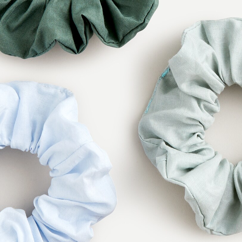 Three-pack of wide cotton scrunchies ORCHID ROSE IVORY j.crew: three-pack of wide cotton scrunchies for women