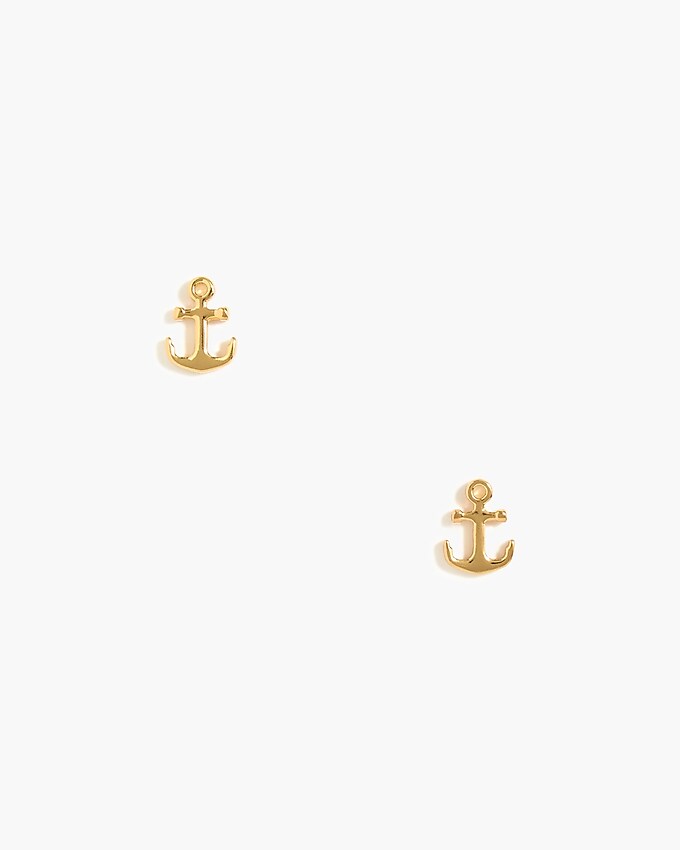 factory: anchor stud earrings for women, right side, view zoomed