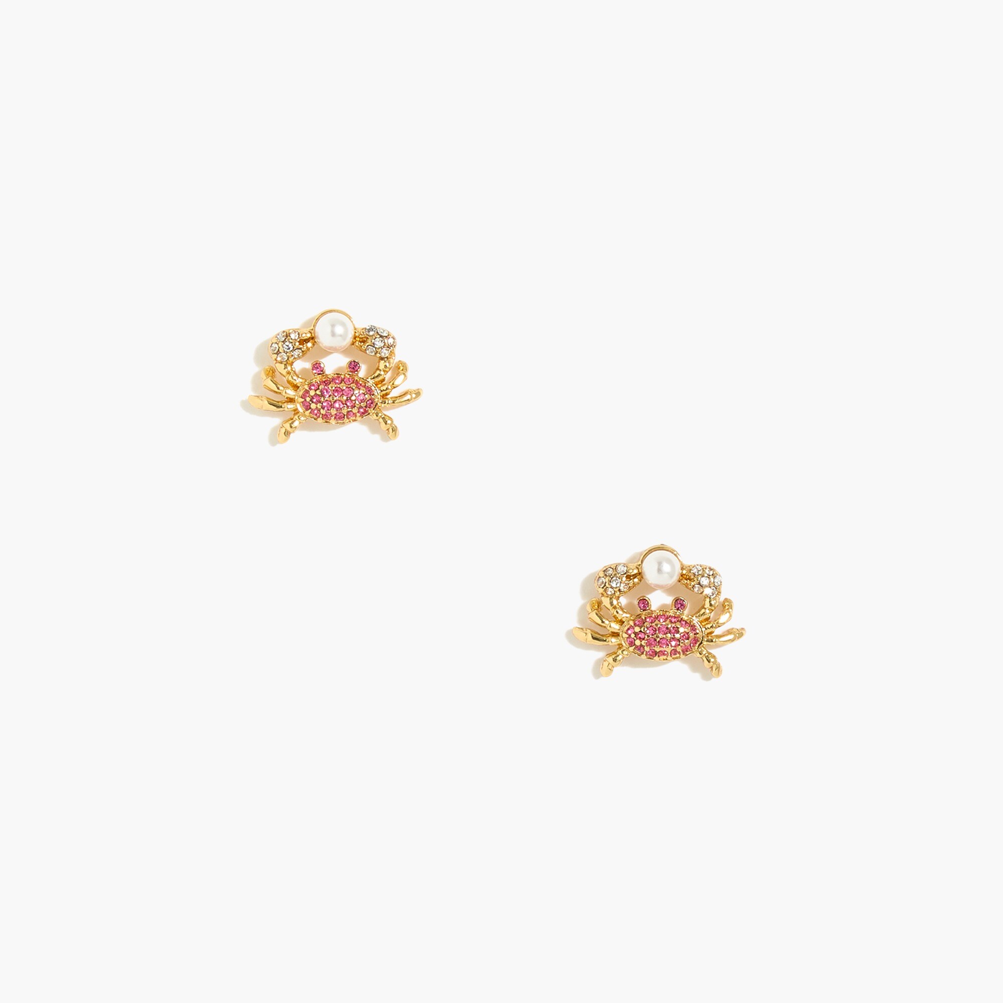 Pavé crystal crab stud earrings