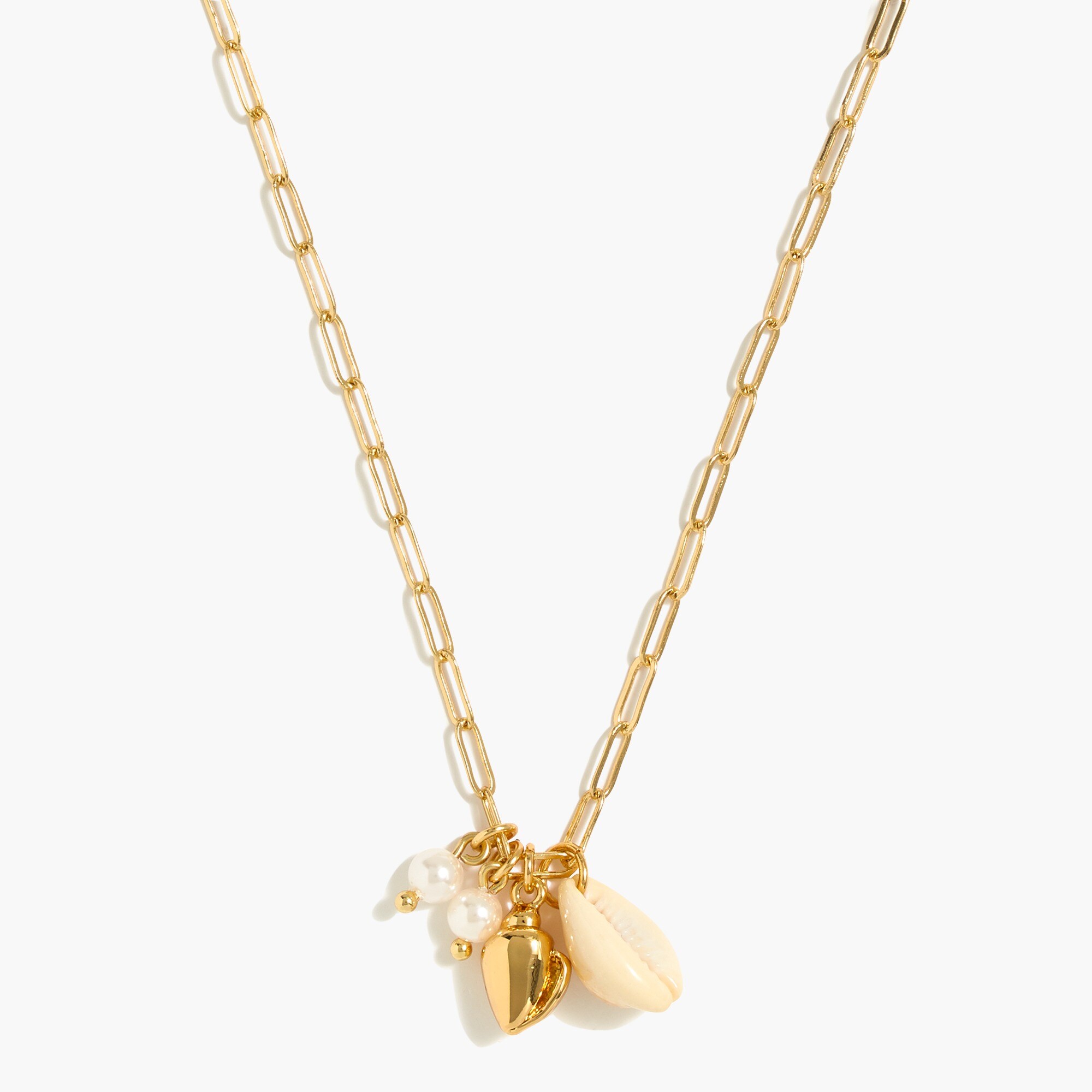 Charms and paper clip chain pendant necklace