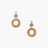 Rattan and striped ball statement earrings