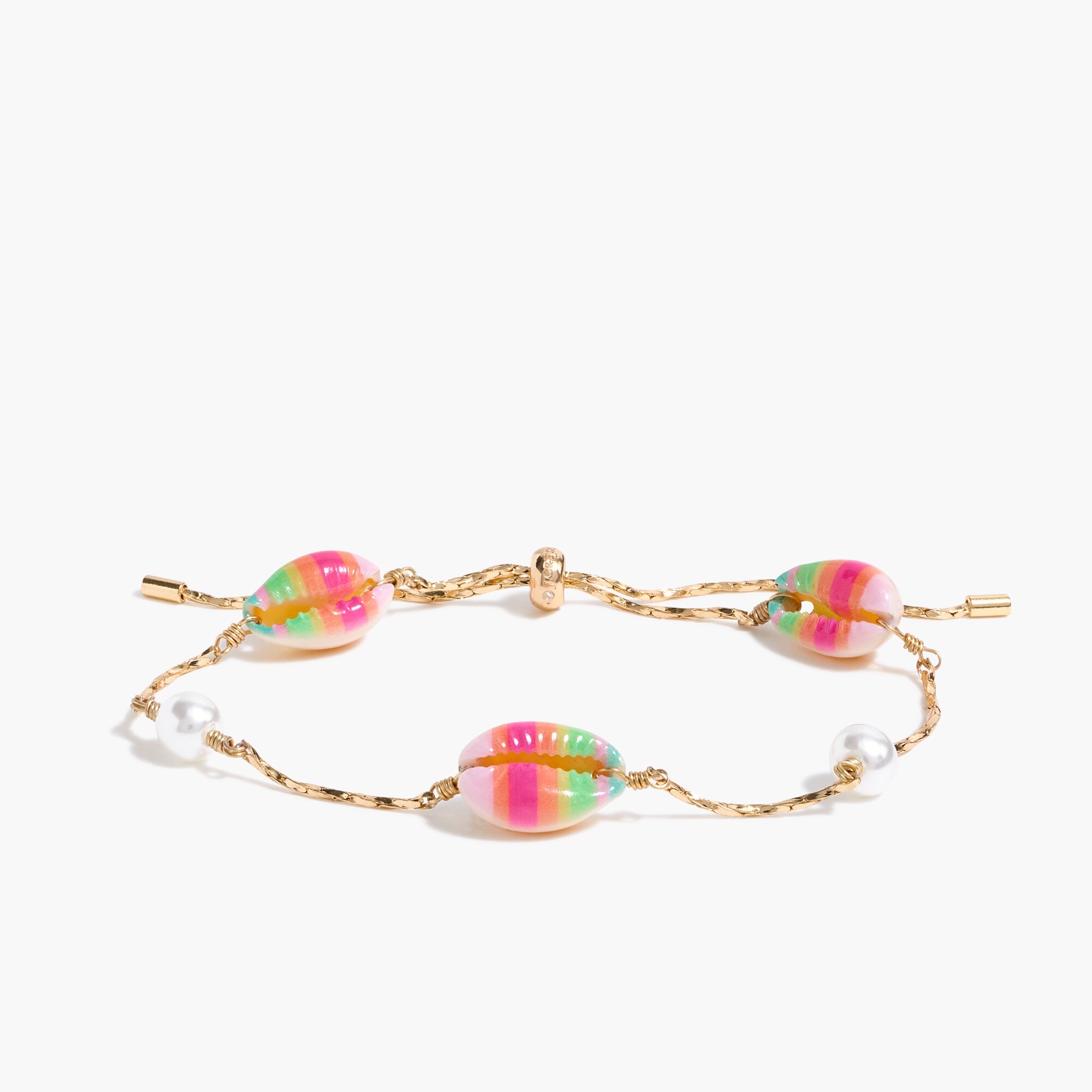 Painted shells and pearls slider bracelet