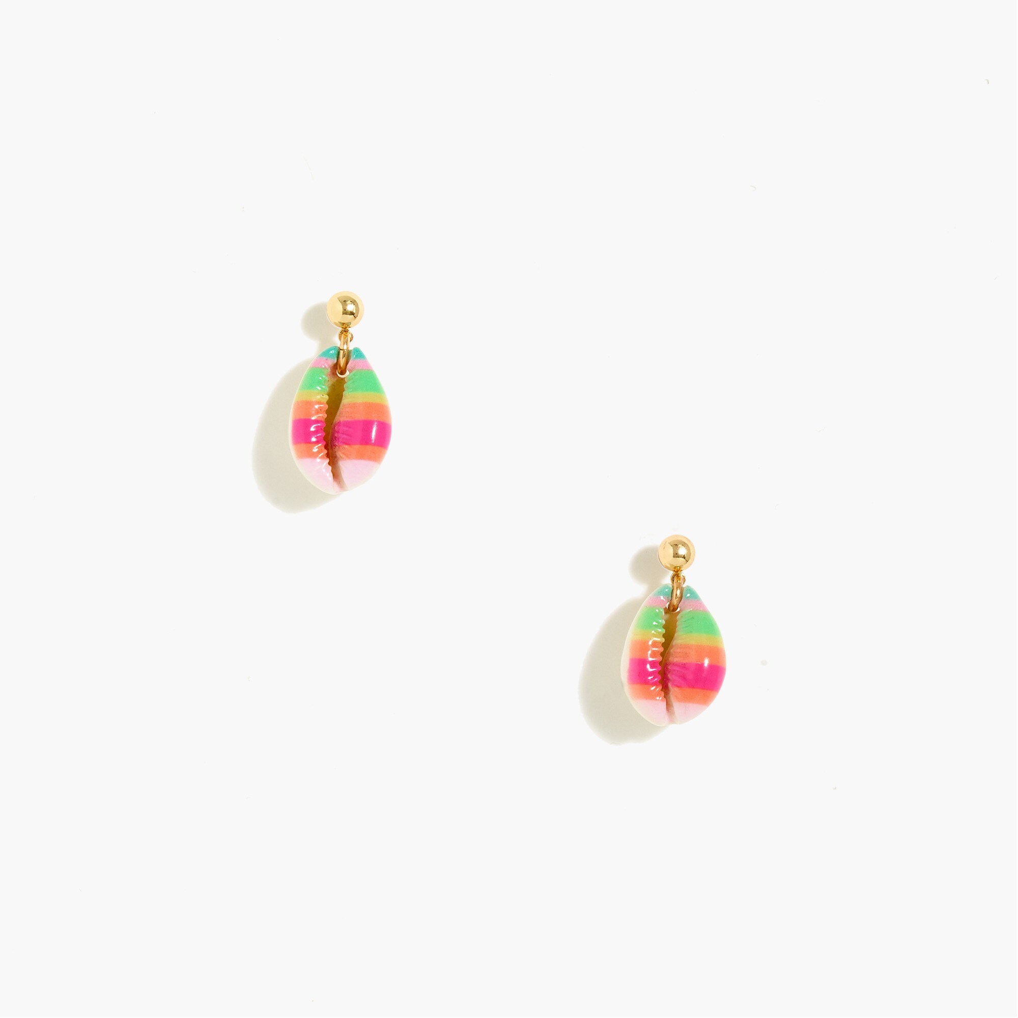 Rainbow cowrie shell statement earrings