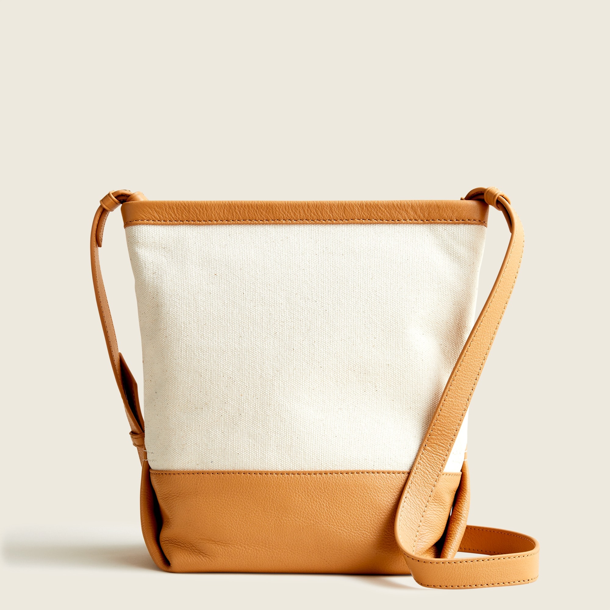 Oslo canvas bucket bag with soft leather trim
