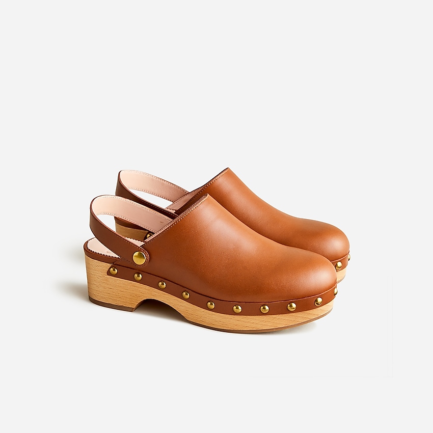 j.crew: convertible leather clogs for women, right side, view zoomed