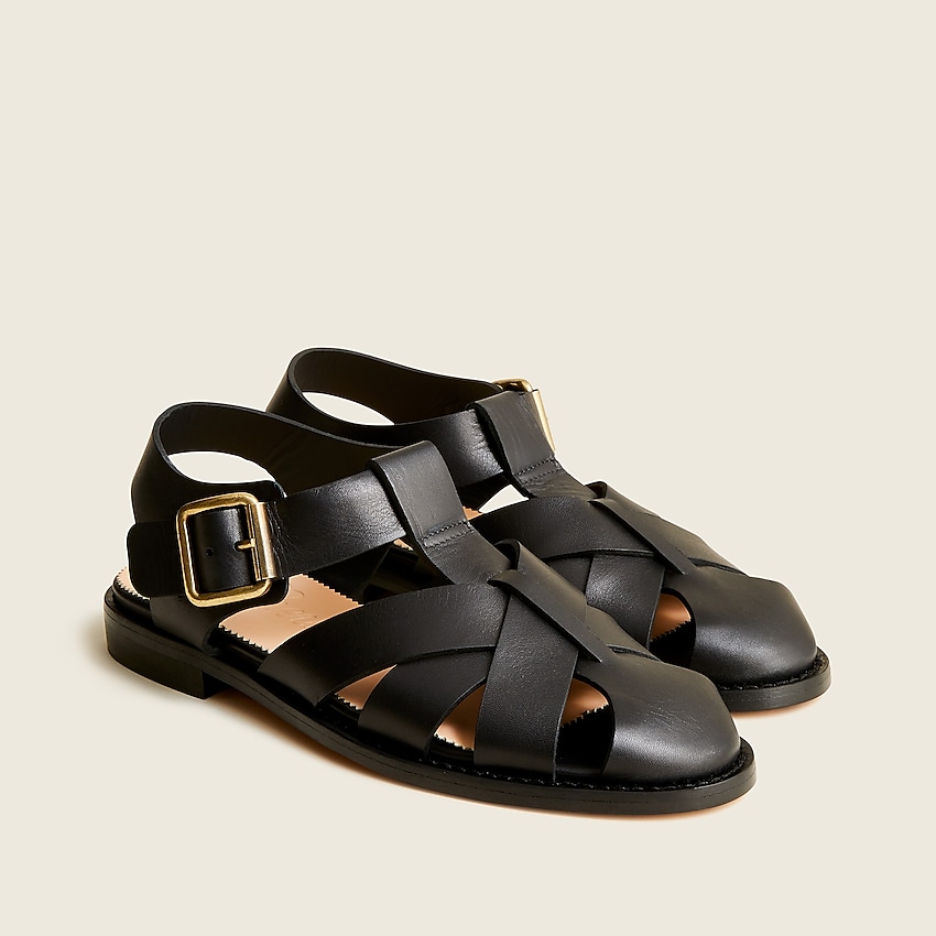 j.crew: winona fisherman sandals in leather for women, right side, view zoomed