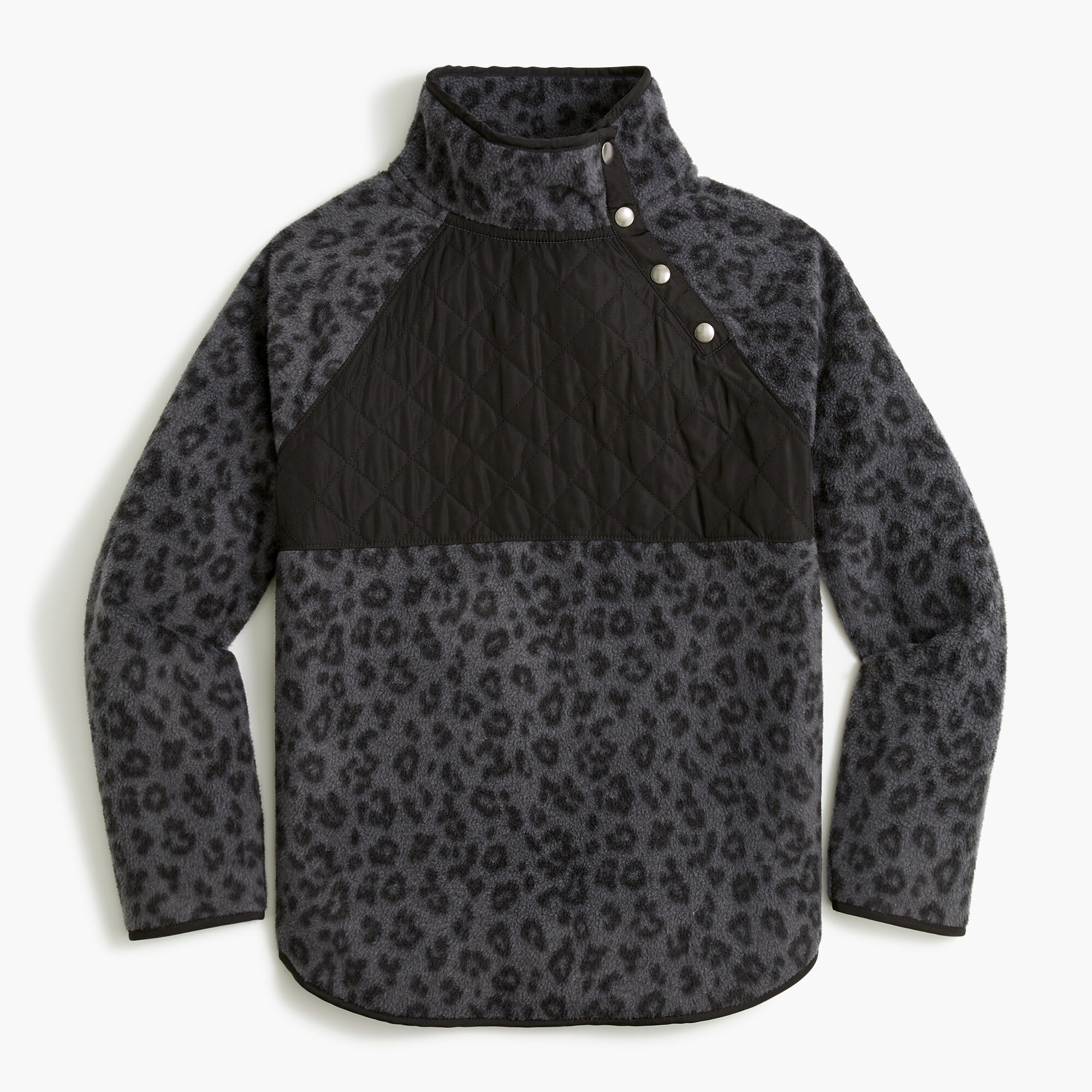 quilted button-neck sherpa tunic for women