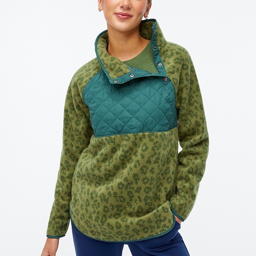 factory: quilted button-neck sherpa tunic for women, right side, view zoomed