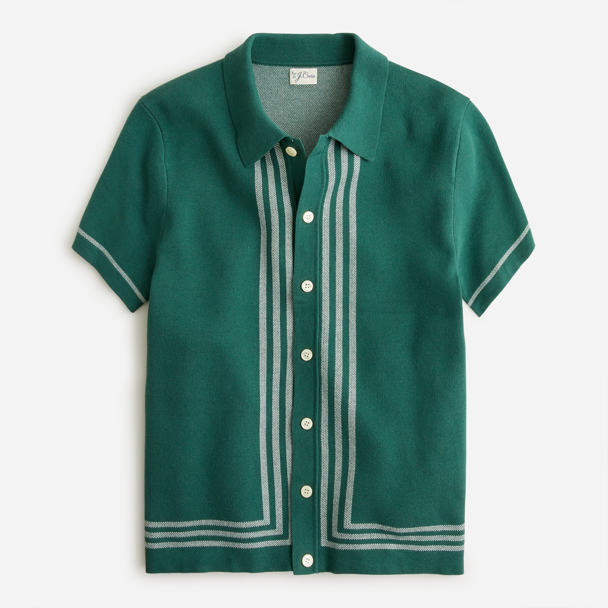 Short-sleeve cotton cardigan sweater-polo