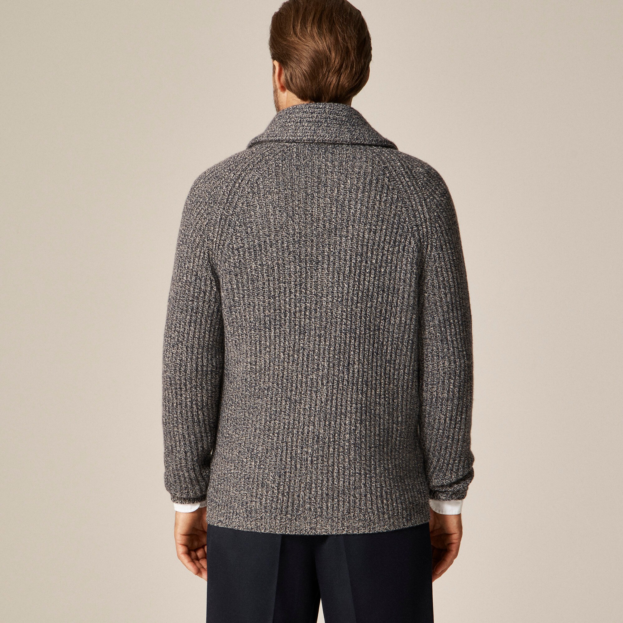 Rugged merino wool-blend cardigan sweater