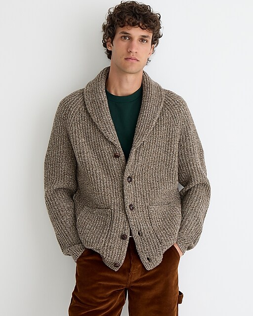 mens Rugged merino wool-blend cardigan sweater