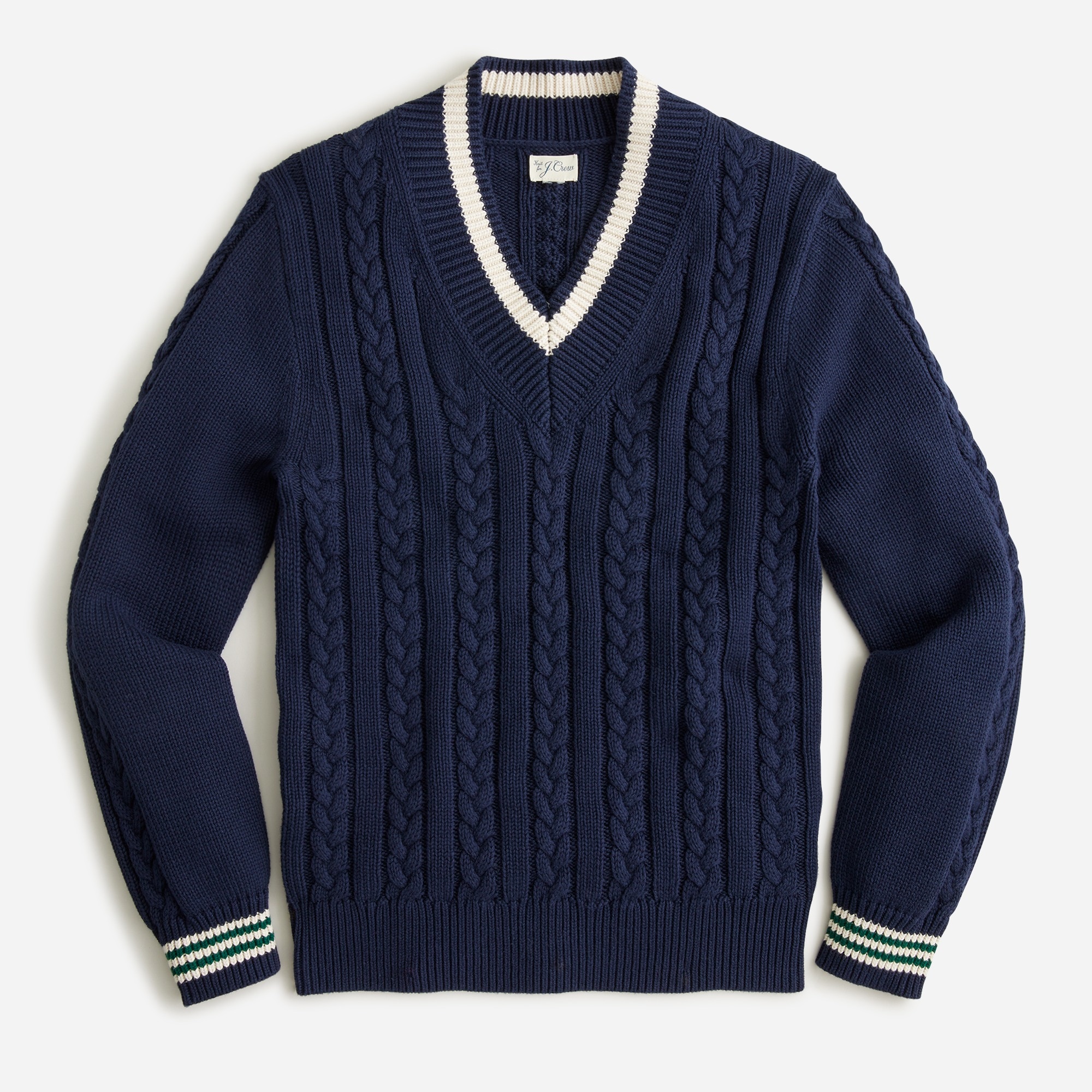 Cotton cable-knit V-neck sweater