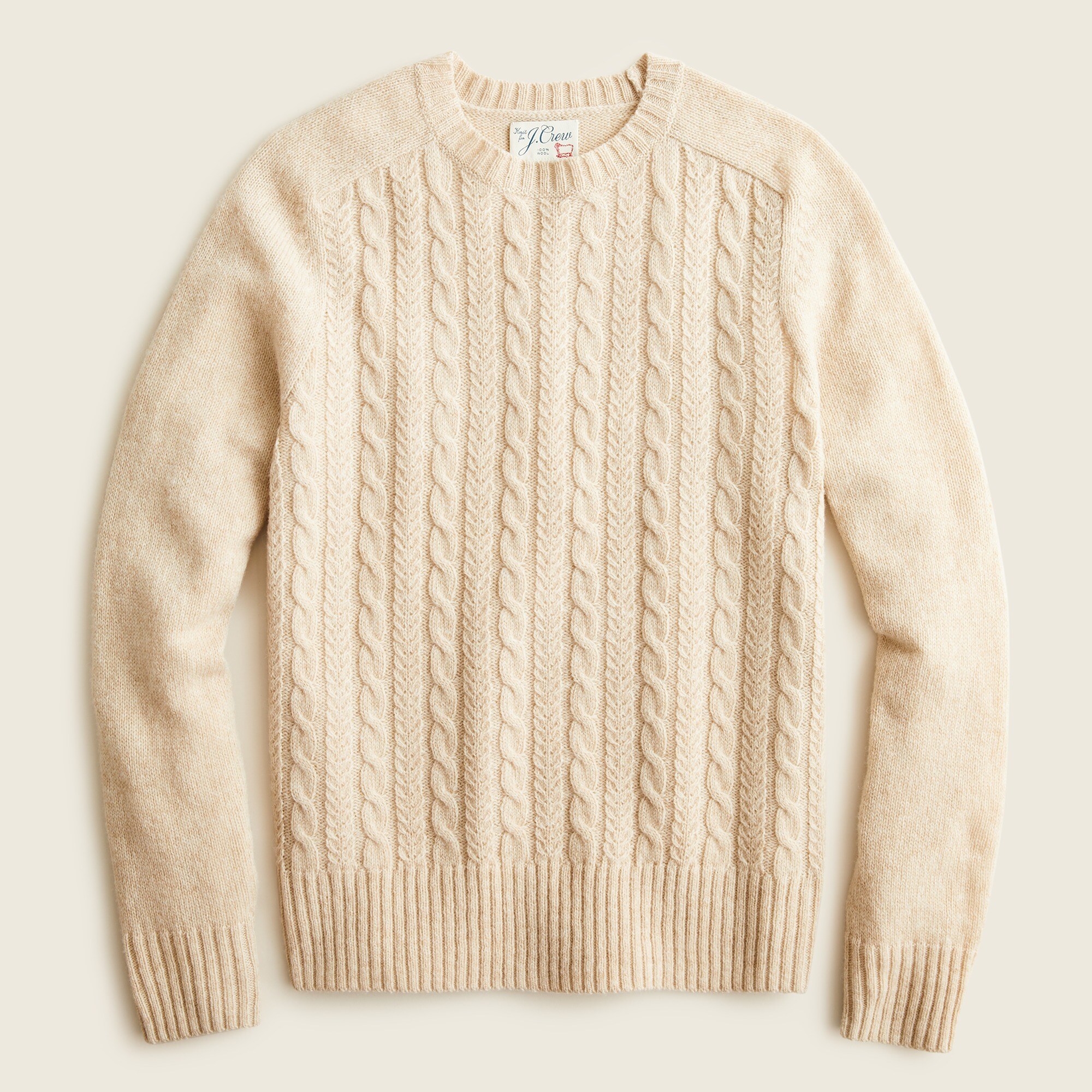 Cable-knit crewneck sweater in wool
