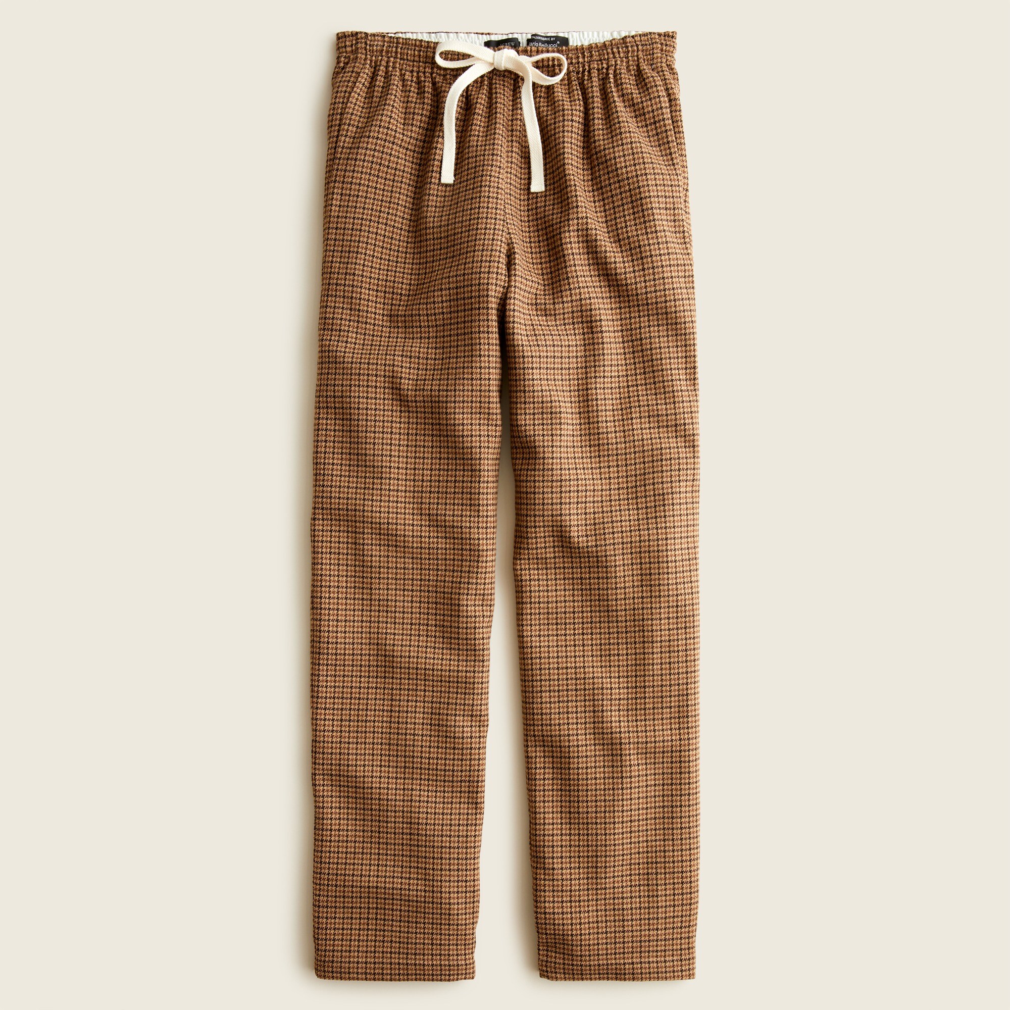 Tie-waist Straight-leg Pant In Houndstooth Italian Wool