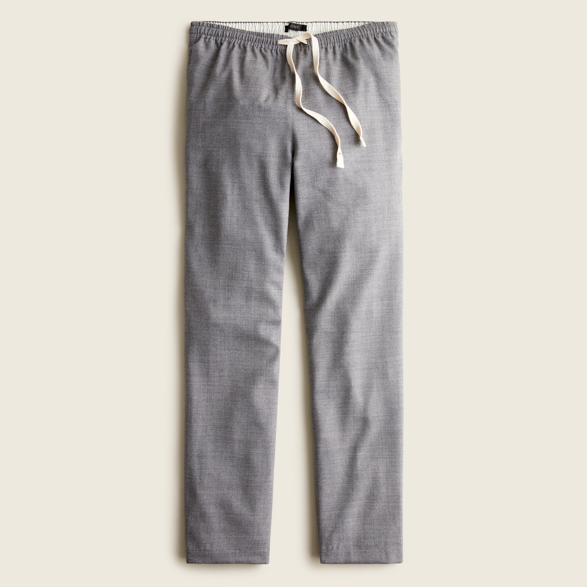 Tie-waist straight-leg pant in wool flannel