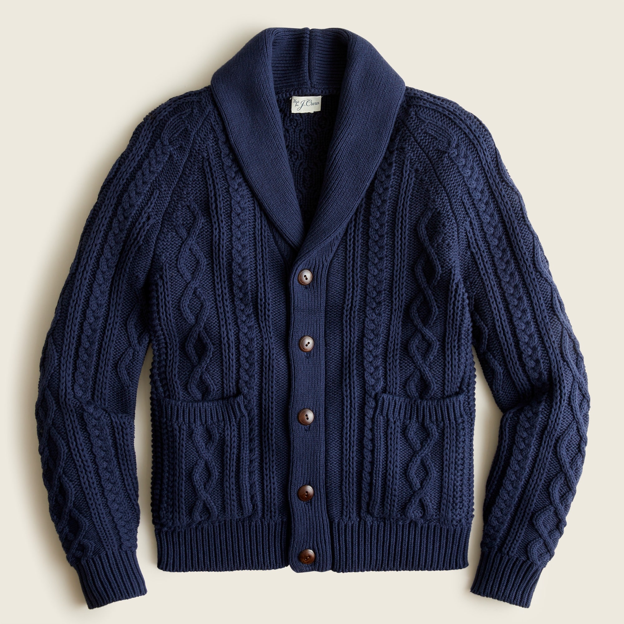 J.Crew: Cotton Cable-knit Shawl Cardigan Sweater For Men