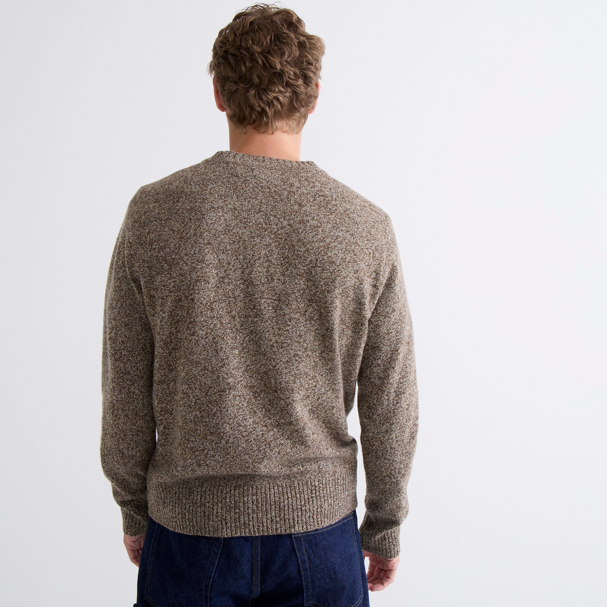 Marled rugged merino wool-blend sweater
