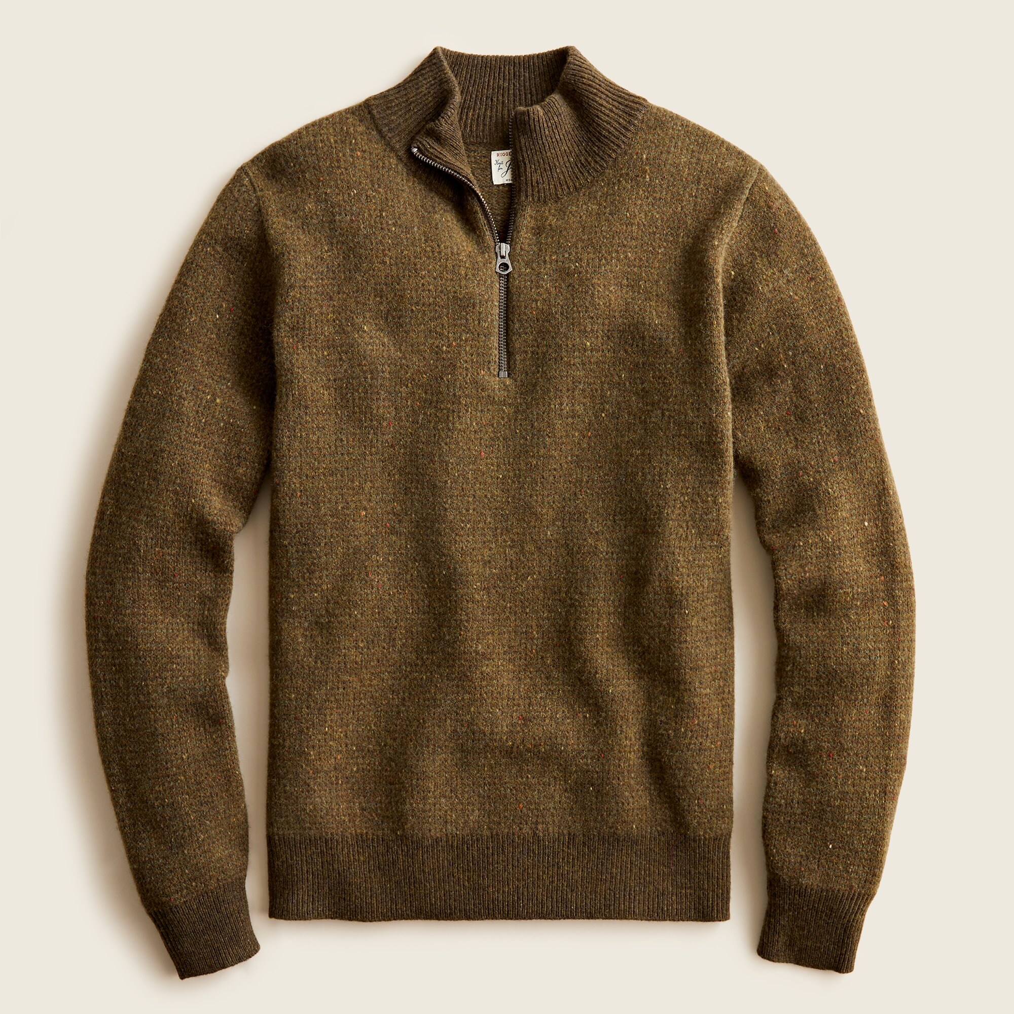 Rugged merino wool half-zip sweater