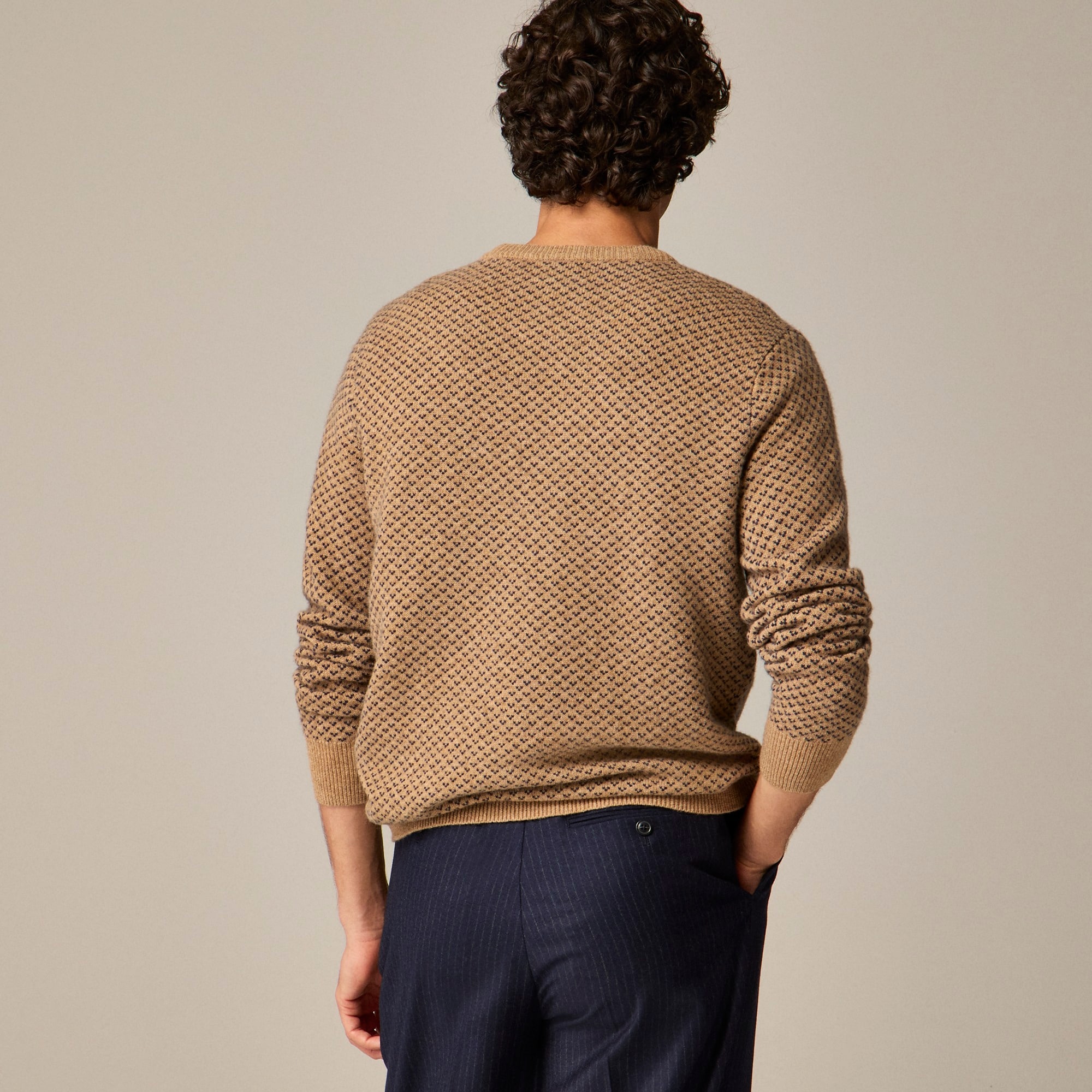 Rugged merino wool-blend bird's-eye sweater