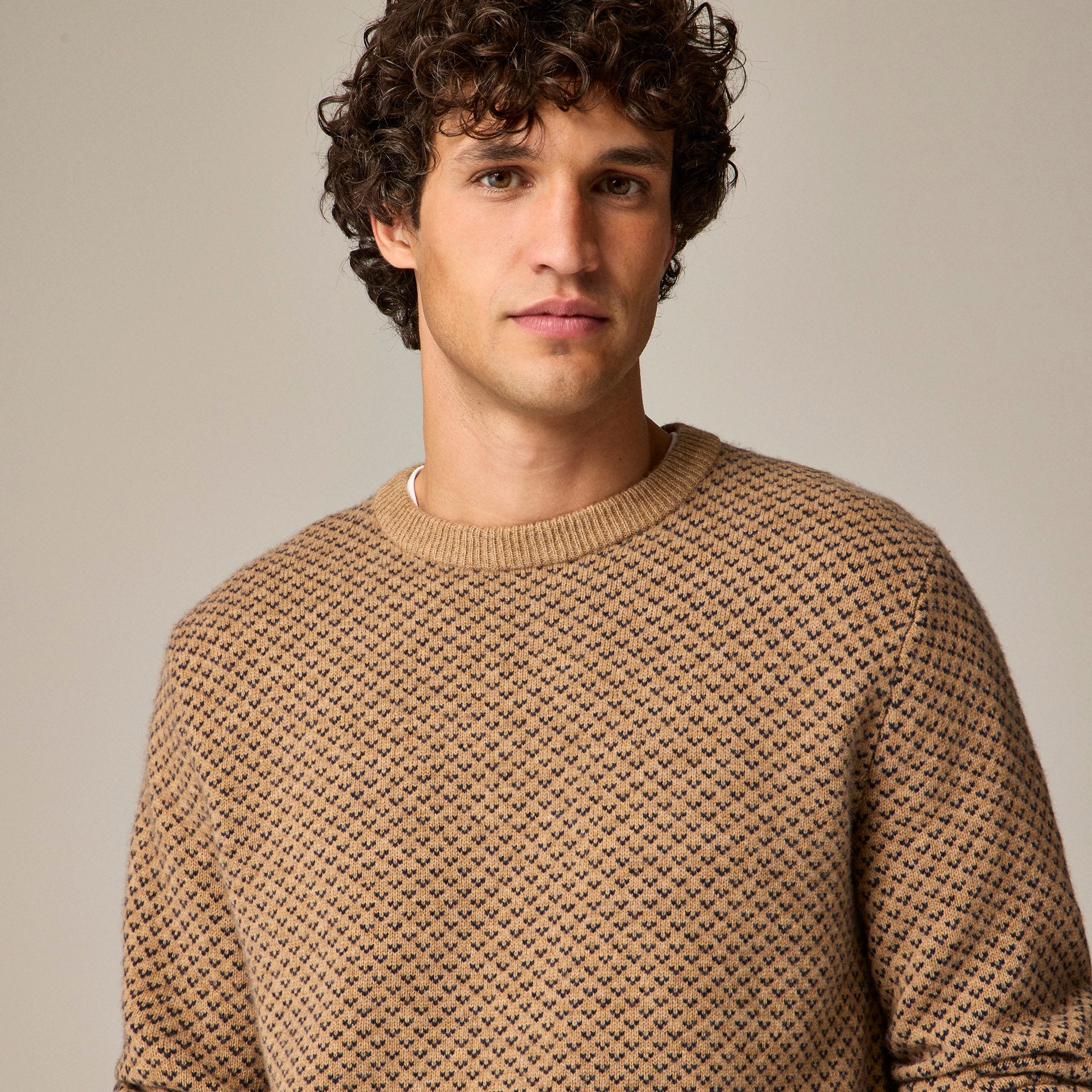 Rugged merino wool-blend bird's-eye sweater