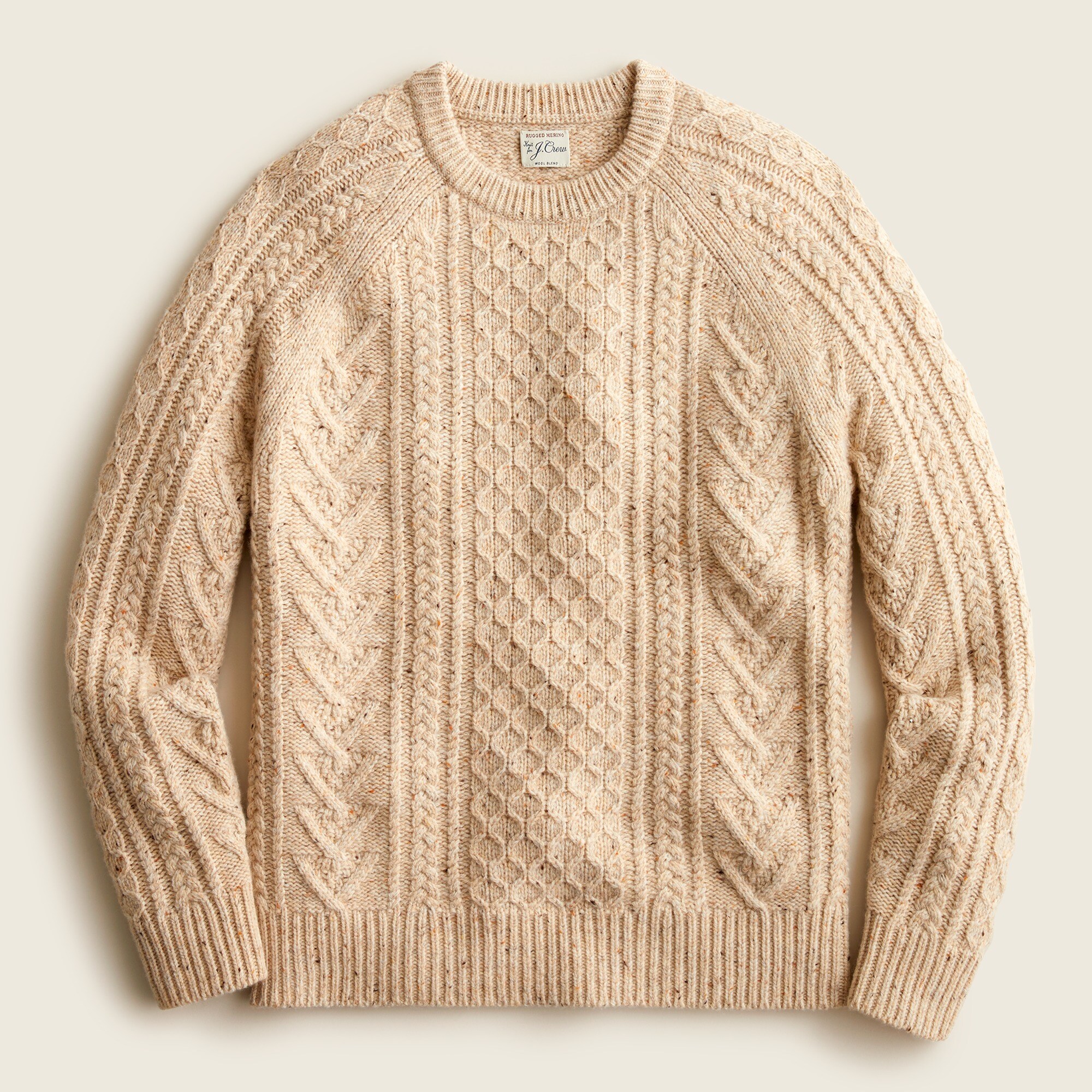 WOOL CABLE HOLE CREW NECK PULLOVER/ニット Dusky Charcoal | Pure Wool Knitted Aran Cable Zip Neck Sweater