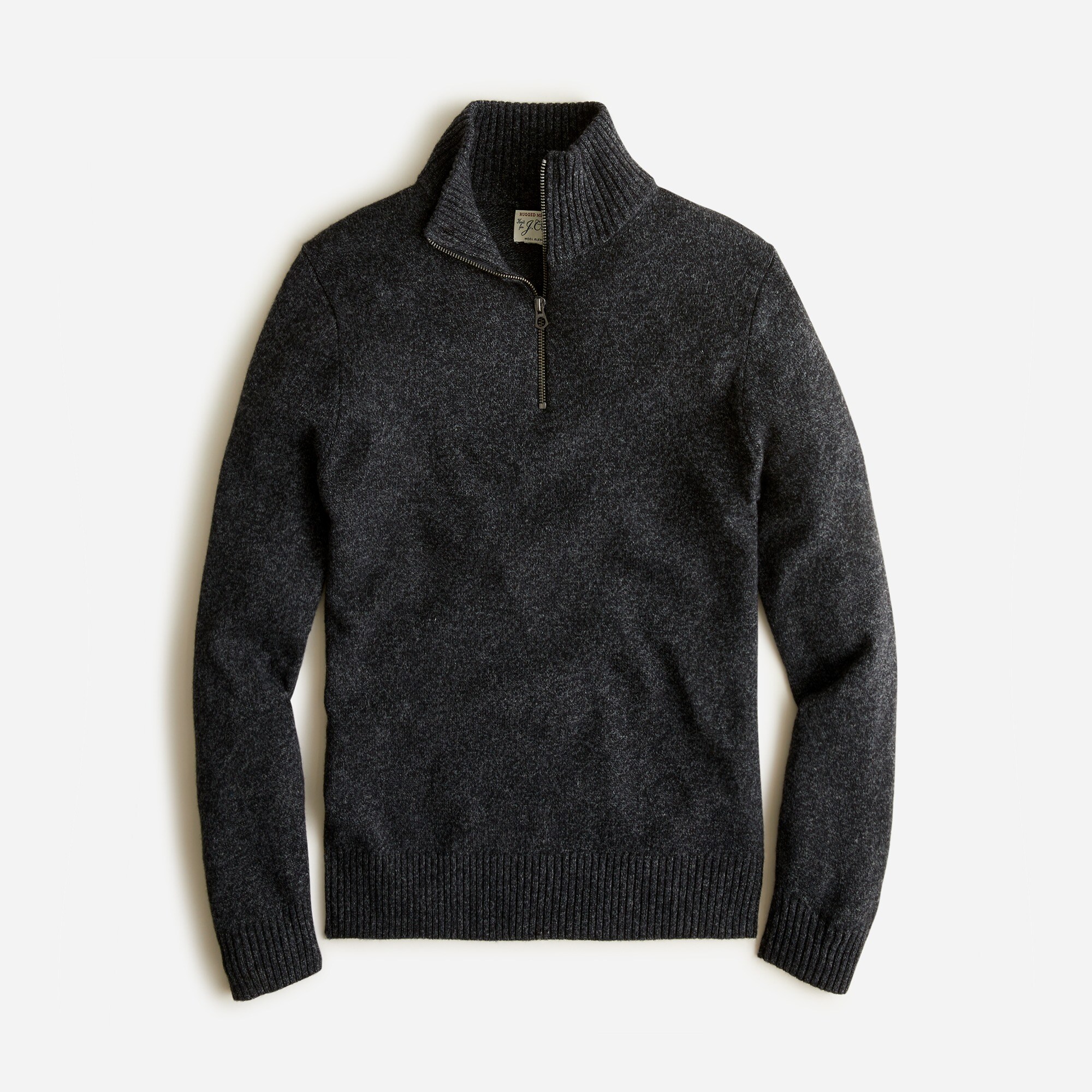 Marled rugged merino wool-blend half-zip sweater