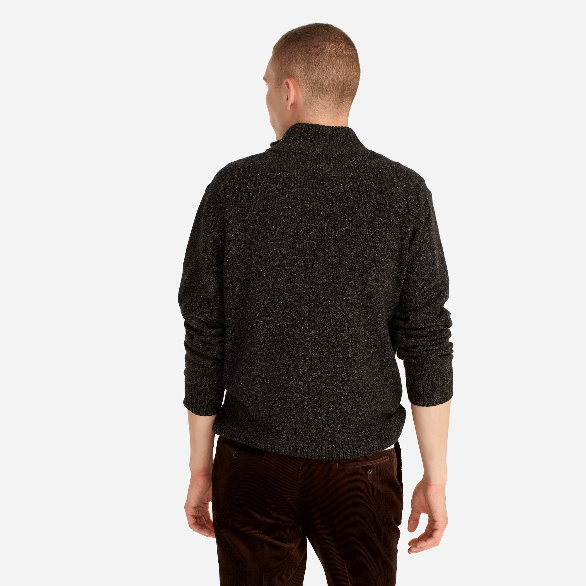 Marled rugged merino wool-blend half-zip sweater