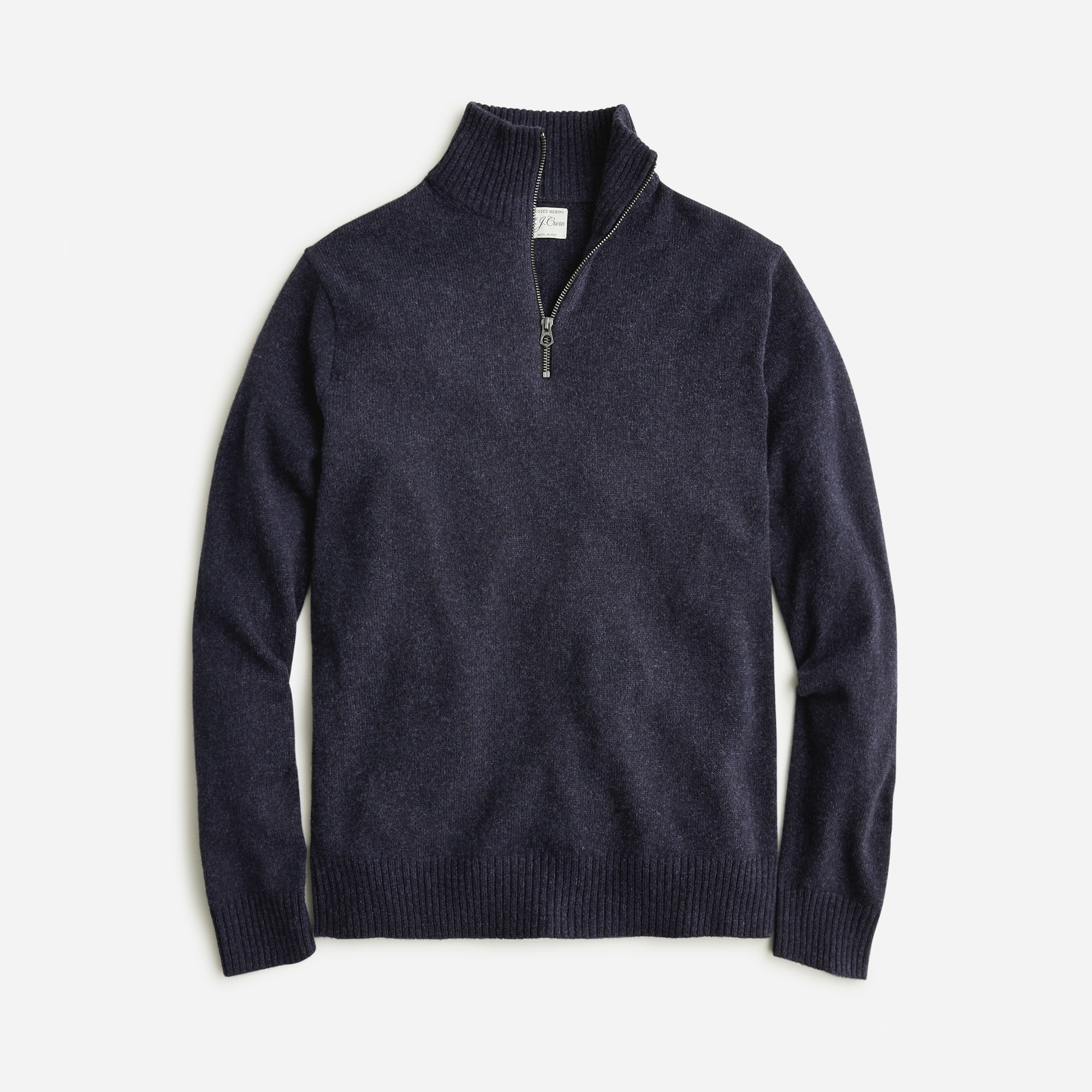  Marled rugged merino wool-blend half-zip sweater