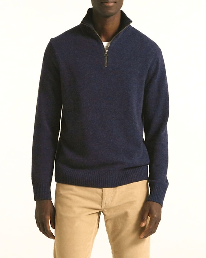 Marled rugged merino wool-blend half-zip sweater