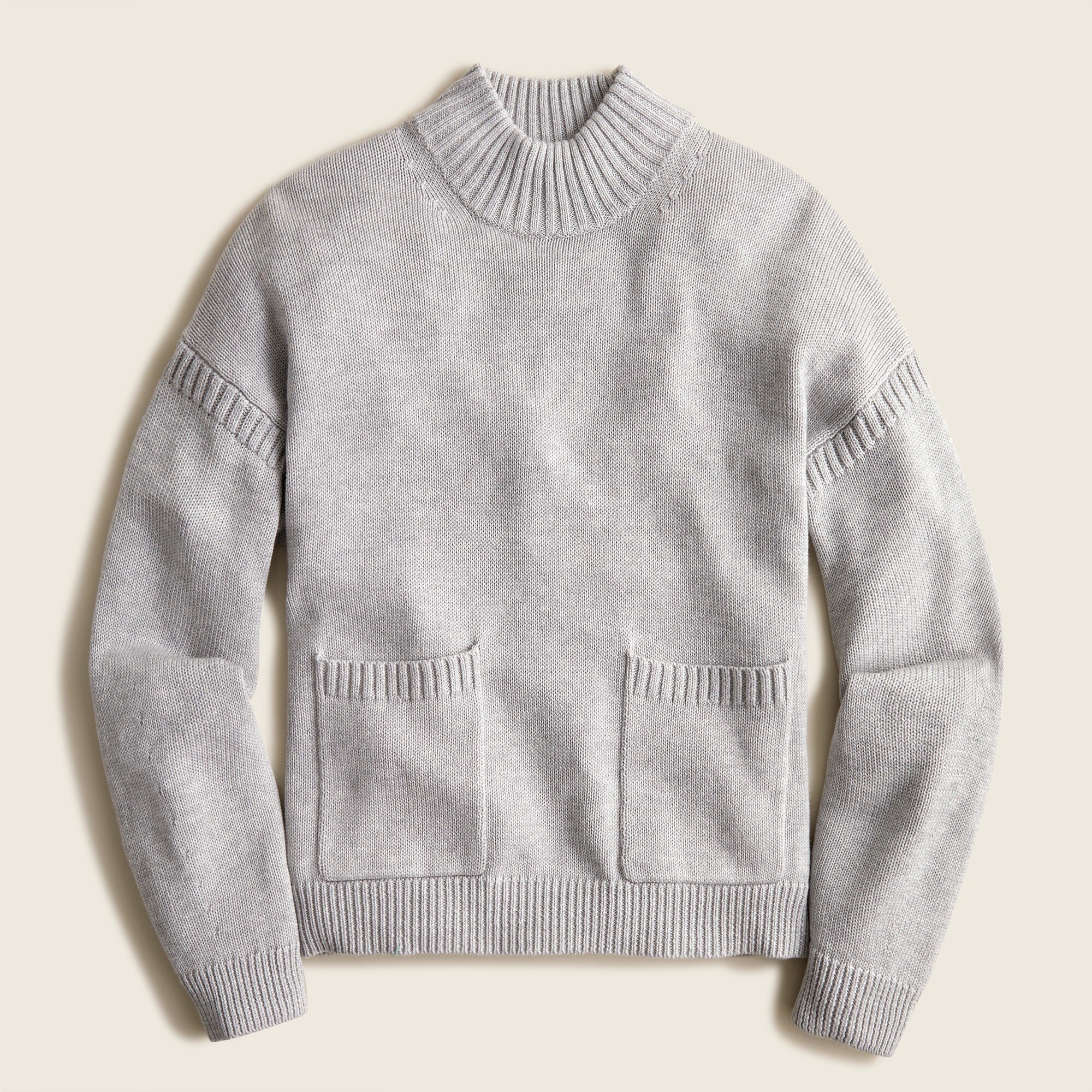 Cotton-cashmere patch-pocket mockneck sweater