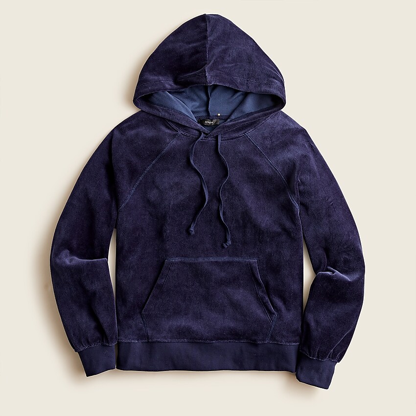 j.crew: relaxed velour hoodie for women, right side, view zoomed