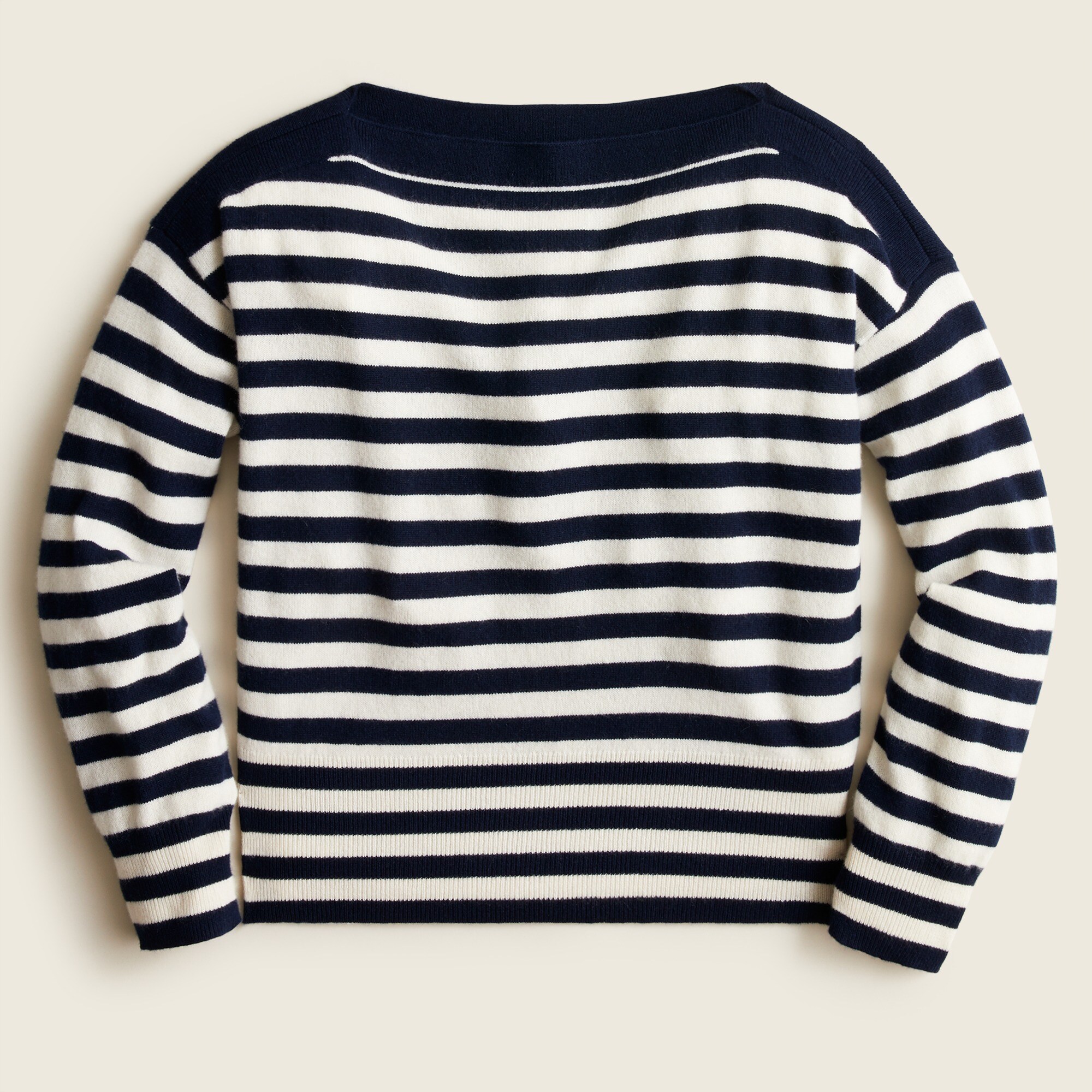Cashmere cropped boatneck sweater in stripe