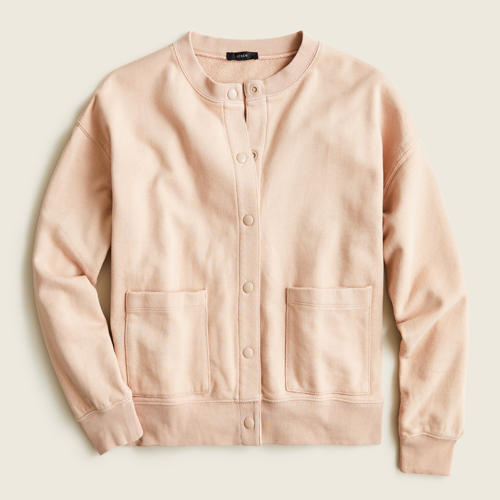 University terry snap-front cardigan sweater