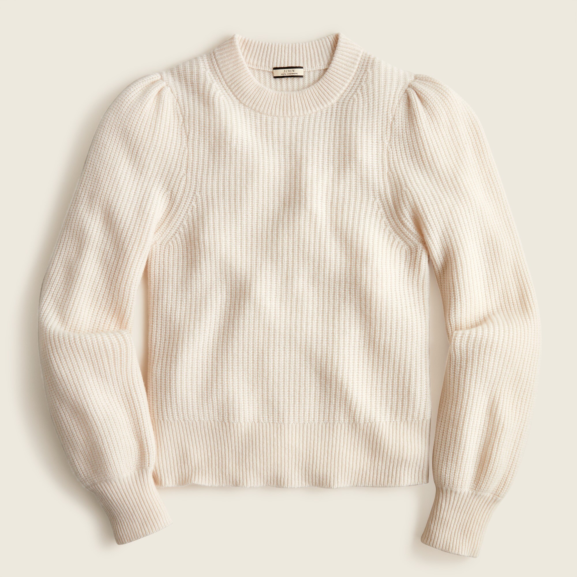 J.Crew: Cashmere Puff-sleeve Mockneck Sweater For Women