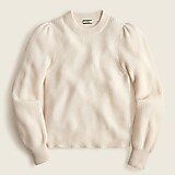 Cashmere puff-sleeve mockneck sweater