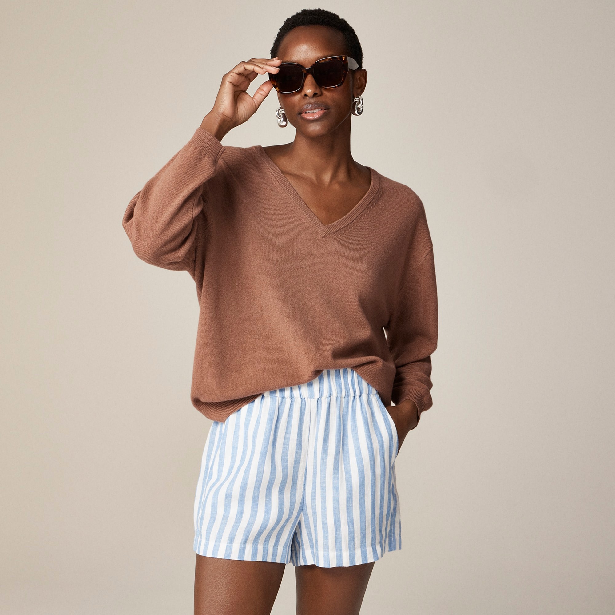 j.crew: cashmere relaxed v-neck sweater for women