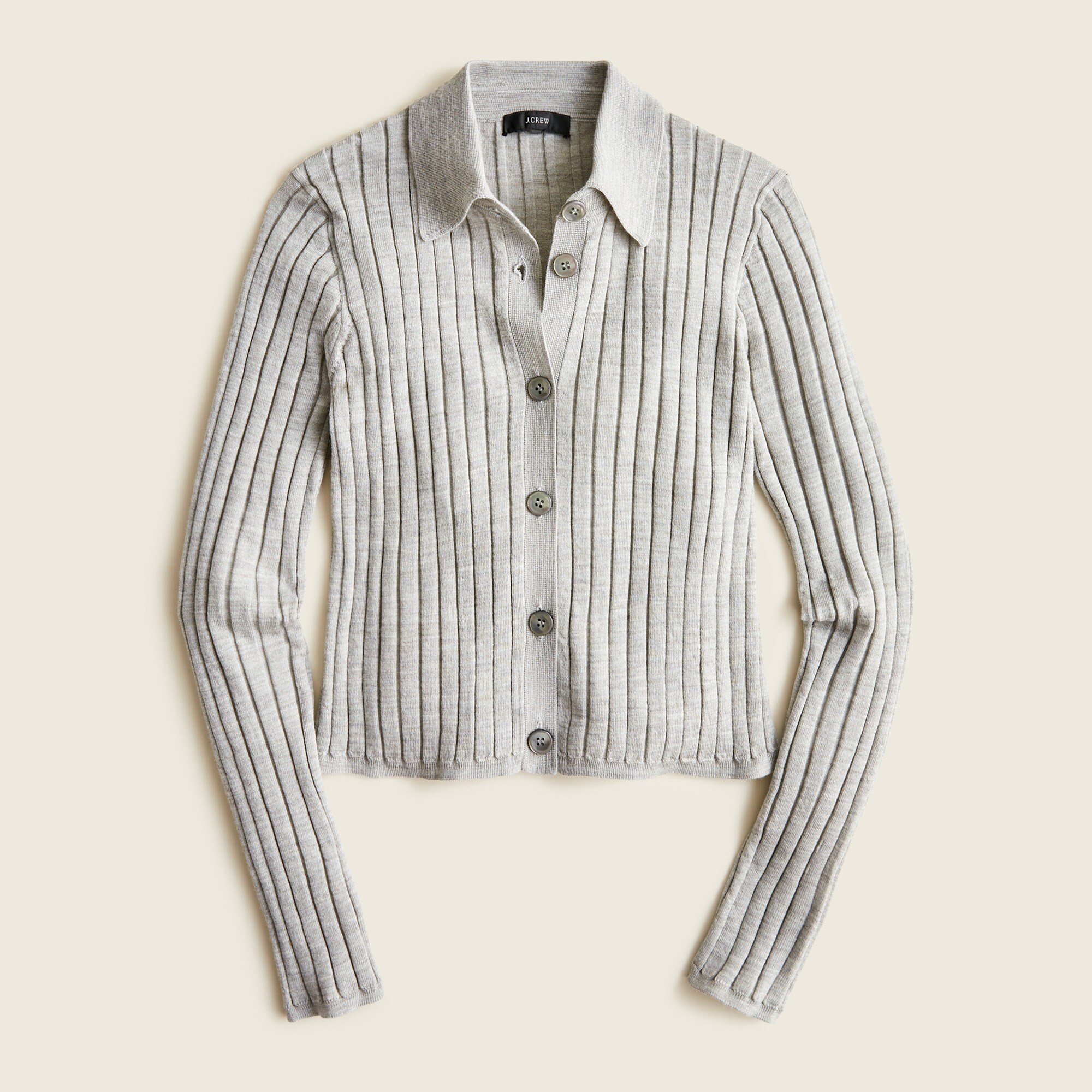 Collared button-up merino wool sweater