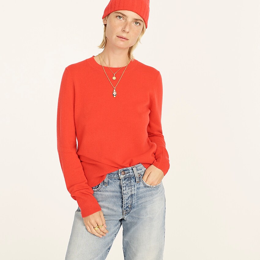 j.crew: cashmere classic-fit crewneck sweater for women, right side, view zoomed