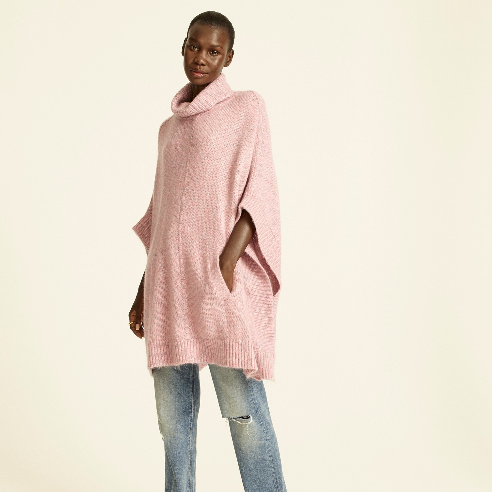 Relaxed turtleneck poncho