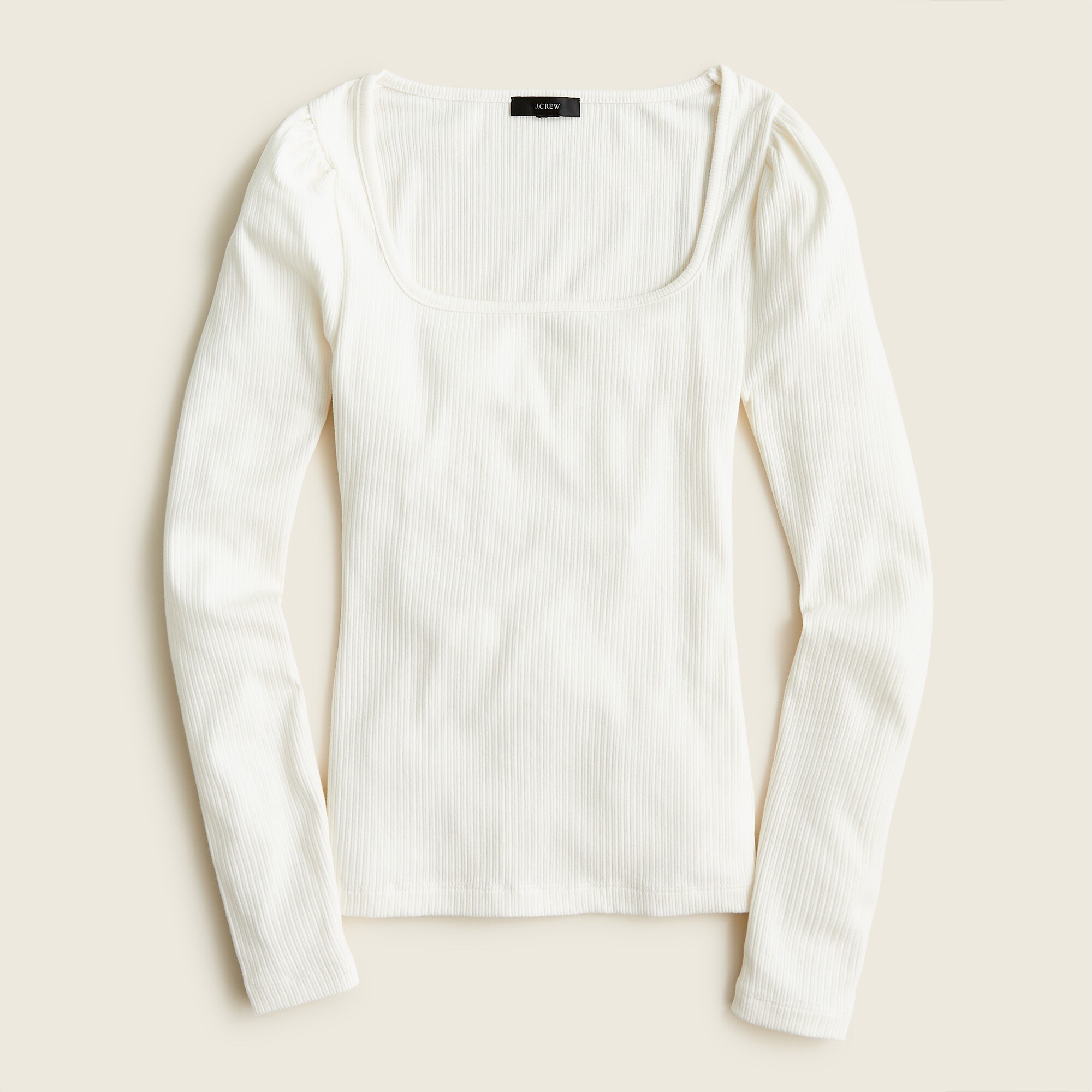 Ribbed stretch-cotton squareneck T-shirt