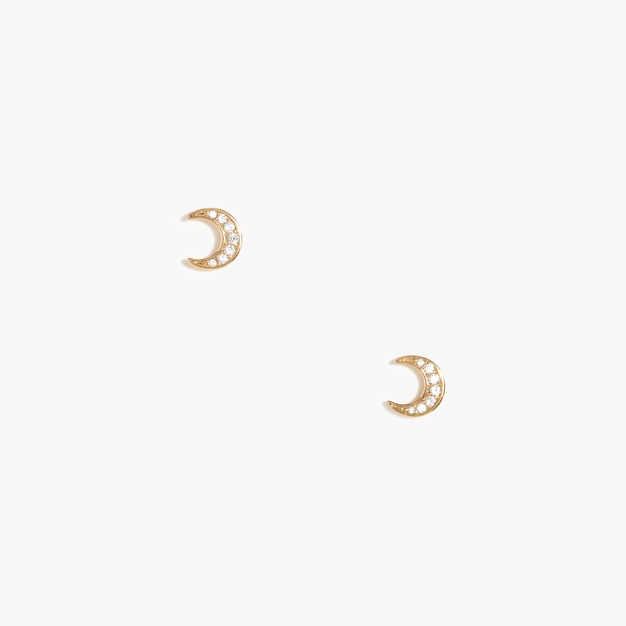 Pavé crystal moon stud earrings